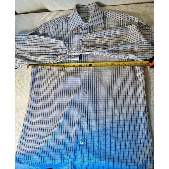 Faconnable France Dress Shirt Designer Plaid Long Sleeve Mens Size 3/15.5R - Picture 9 of 11
